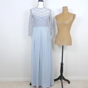 Queen B London Vintage Gray Lace See Thru Neck Long Sleeves SZ 8 Victorian Dress